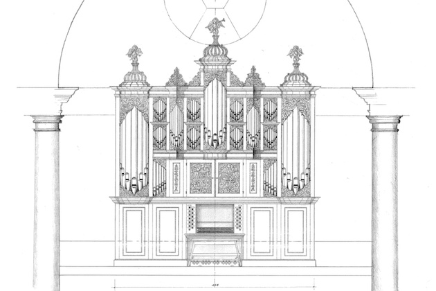 tekening reconstructie schnitger orgel lutherse kerk groningen