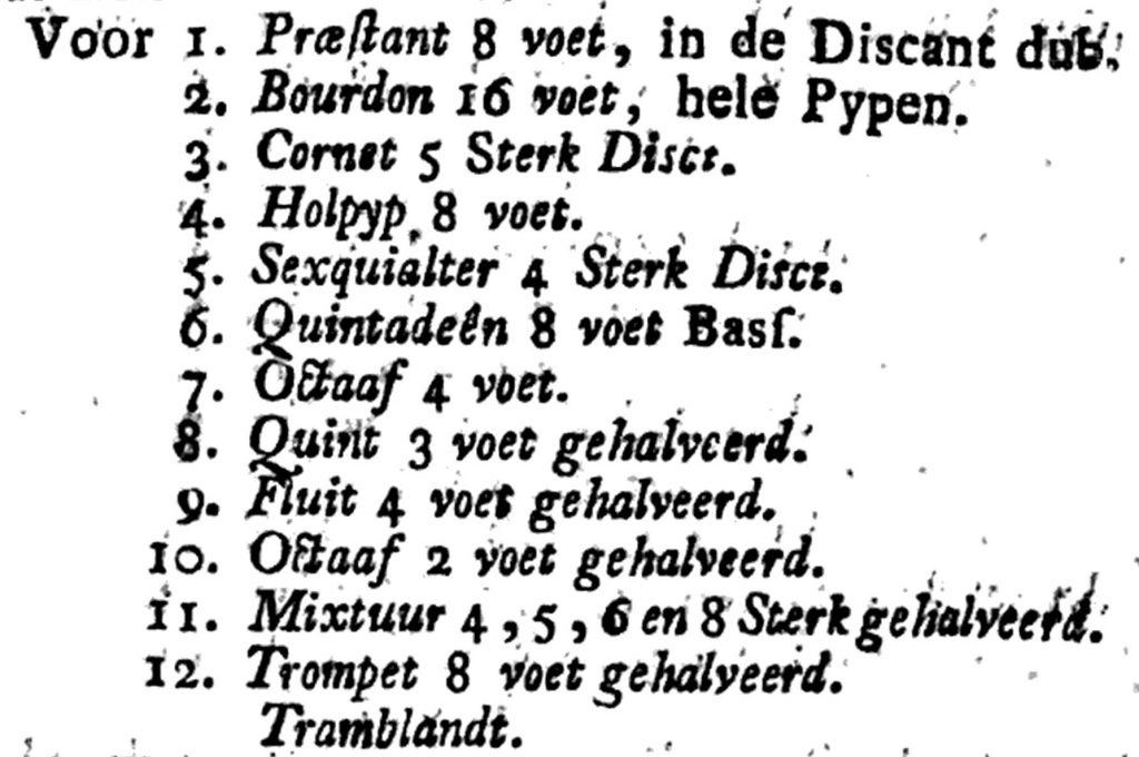 Breukelen orgel Pieterskerk dispositie Boekzaal 1787